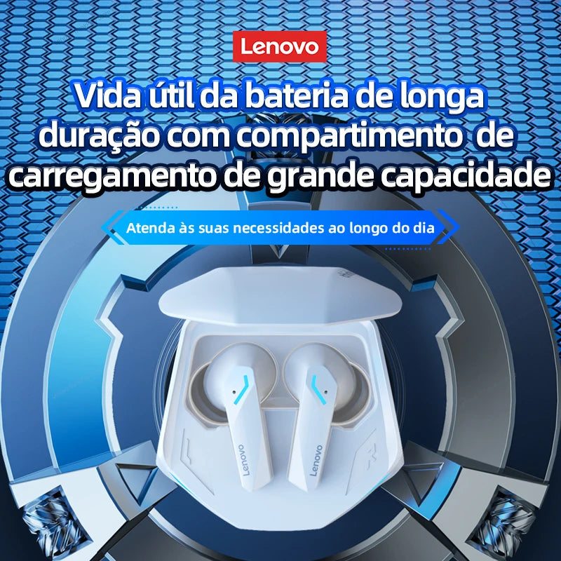 Fone de Ouvido Lenovo GM2 Pro sem Fio, Bluetooth 5.3, Chamadas em Alta Definição, Microfone para Jogos, Modo Duplo, Baixa Latência, Original