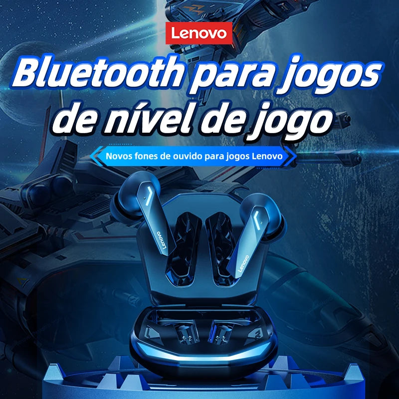 Fone de Ouvido Lenovo GM2 Pro sem Fio, Bluetooth 5.3, Chamadas em Alta Definição, Microfone para Jogos, Modo Duplo, Baixa Latência, Original